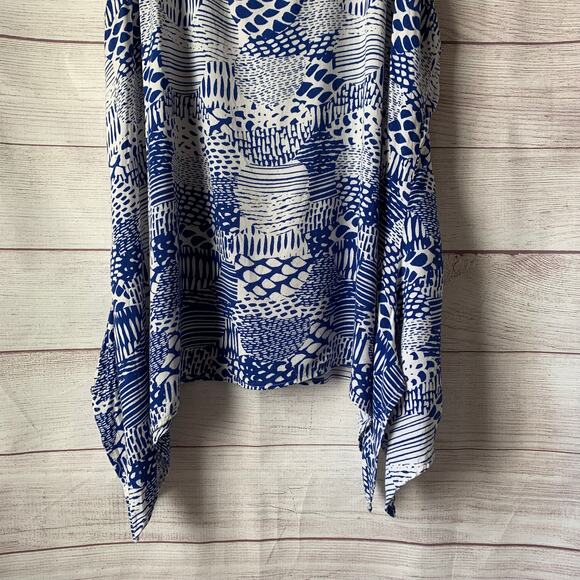Woman Within Blue and White Tank Top Handkerchief Hem Blouse Size 18W - Picture 4 of 16
